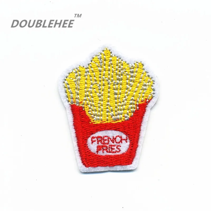 

DOUBLEHEE 3.7cm*4.7cm Embroidered Iron On Patches Delicate Fast Food French Fries Chips Desgin Embroidery Badges diy accessorie
