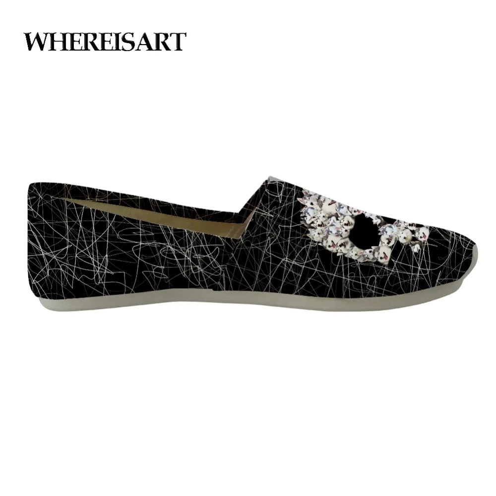 

WHEREISART New Arrival Summer Black Flats Shoes Man Cool Skull Shose Print Men Casual Men Canvas Loafers Shoes Herren Schuhe