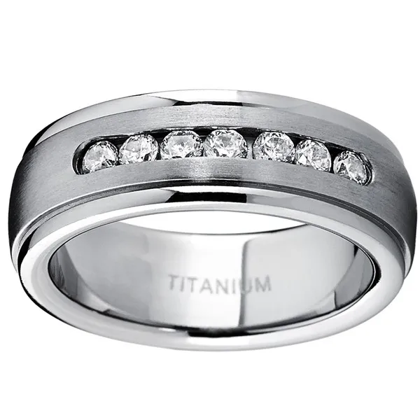 Женское Обручальное кольцо из чистого титана с 7 фианитами 8 мм|titanium samsung|titanium ring