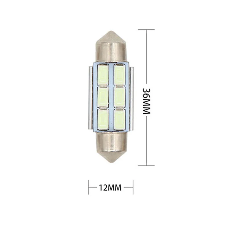 10 шт. Автомобильный светодиодный c5w 31 36 39 41 мм внутренний свет 5730 чипы светодиодные лампочки Автомобильный купол Canbus без ошибок авто лампа для чтения в помещении 1 - Испускаемый цвет: 36MM