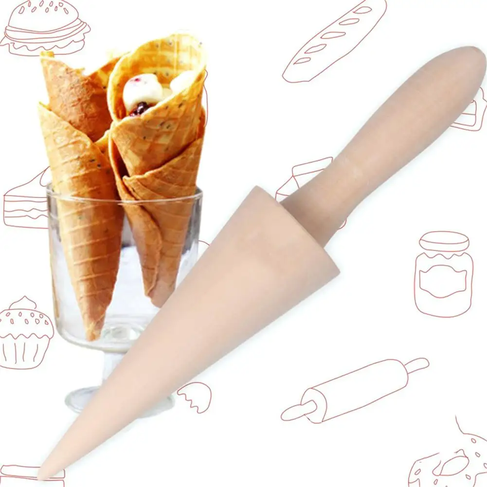 

Raw Wood Material Cone Ice Cream Cone Mold Baking Tools Pastry Roll Horn Mould Baking Mold Tool