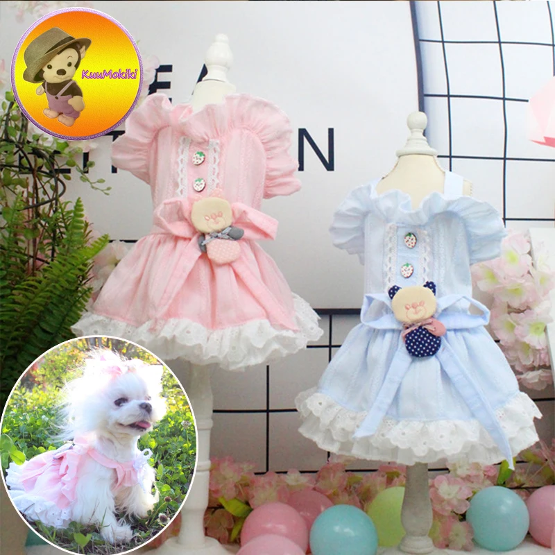 Hand Made Spring Autumn Dog Lace lady shirt Dress Dresses Pet Skirt