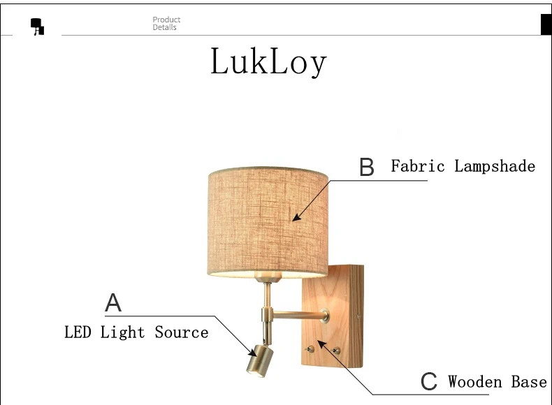 LukLoy скандинавский деревянный светодиодный настенный светильник для чтения, светодиодный настенный светильник для спальни, гостиной, прохода, балкона, простой светильник, светильник для коридора