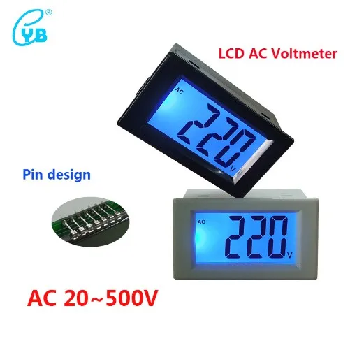 

YB4835D AC20-500V Voltmeter LCD AC Digital Voltmeter 220V 380V Digital Voltage Meter Tester D85 Voltage Meters Volt