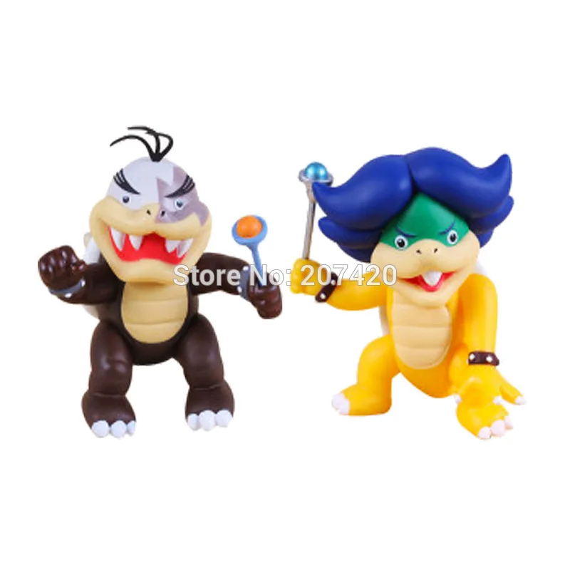 

10cm Collection Game Super Mario Koopalings Bowser Morton And Ludwig Blue Turtle Action Figure Toys,2pcs/set