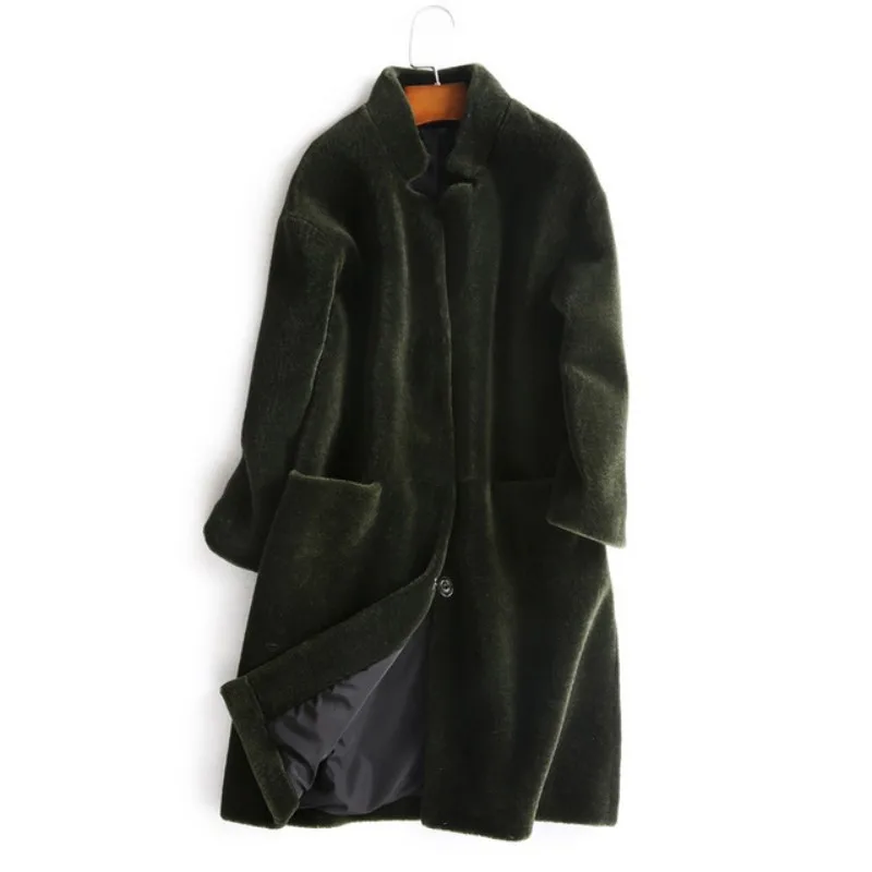Роскошное женское Шерстяное меховое пальто из натуральной шерсти, Женская куртка из овчины, пальто для женщин, новинка, осенне-зимний длинный Тренч, куртки