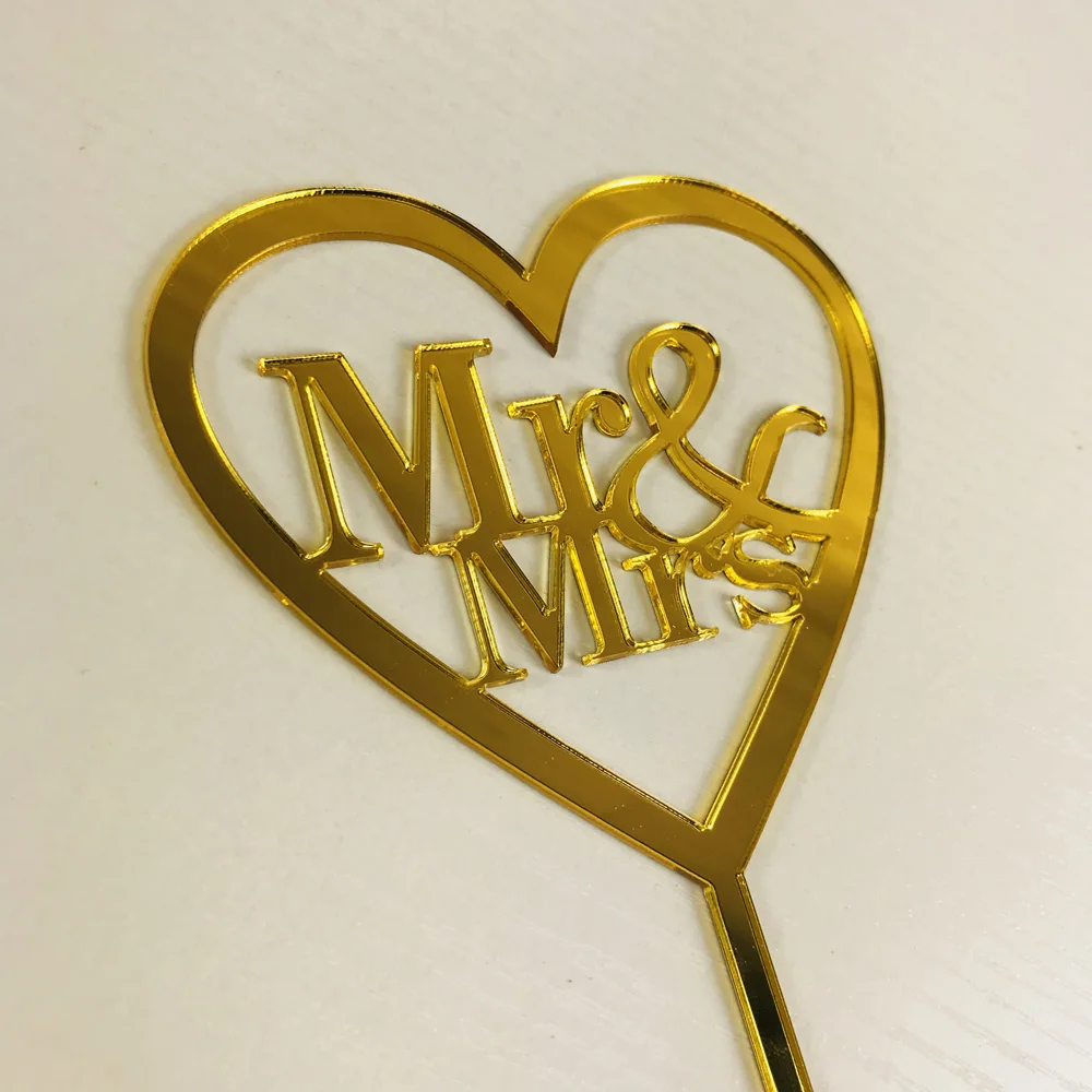 Mr and Mrs with love wedding cake topper, Anniversary and Valentine's Day Cake Topper Decoration Supplies ,Unique Cake Topper