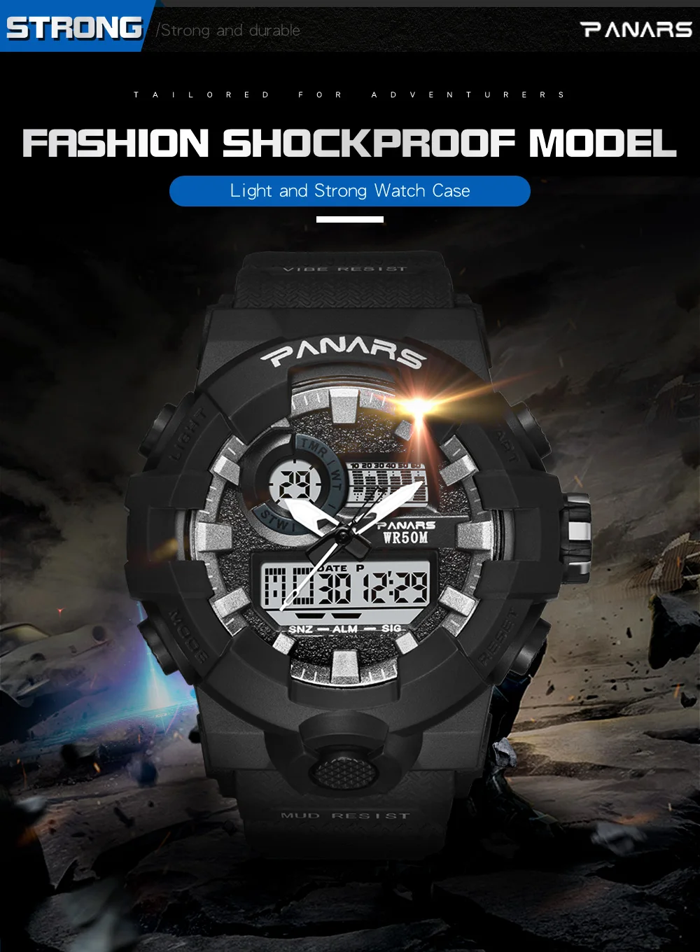 PANARS G style Shock Military Watch Men's Digital Watch Outdoor Multi-function Waterproof Sports Watch Relojes Hombre