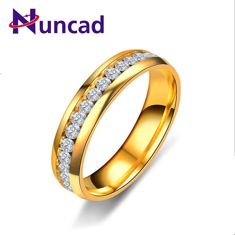 Romantic Wedding Jewelry Rings Titanium Steel Rings For Couples Small CZ Crystal Finger Accessories