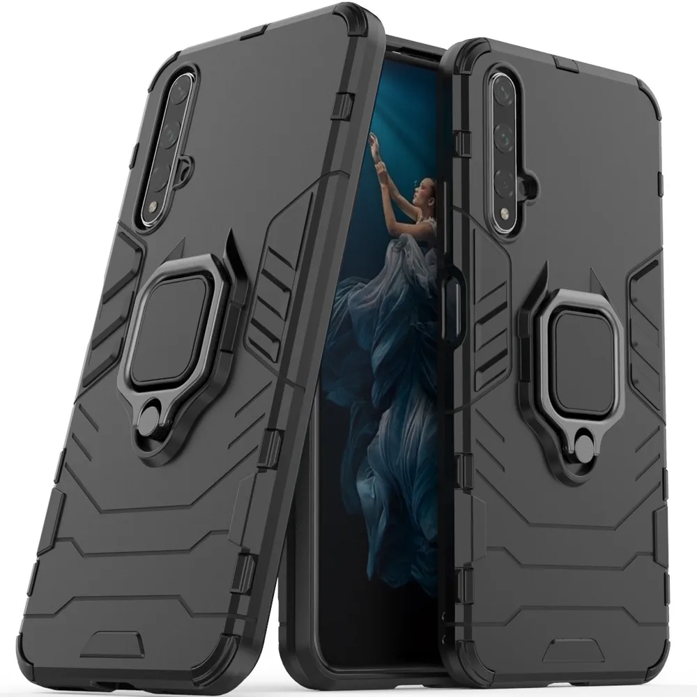 

Fit Honor 20 (2019) Shockproof Armor Case For Huawei Honor 20 Stand Holder Car Ring Phone Cover for Honor20 YAL L21 YAL- L21
