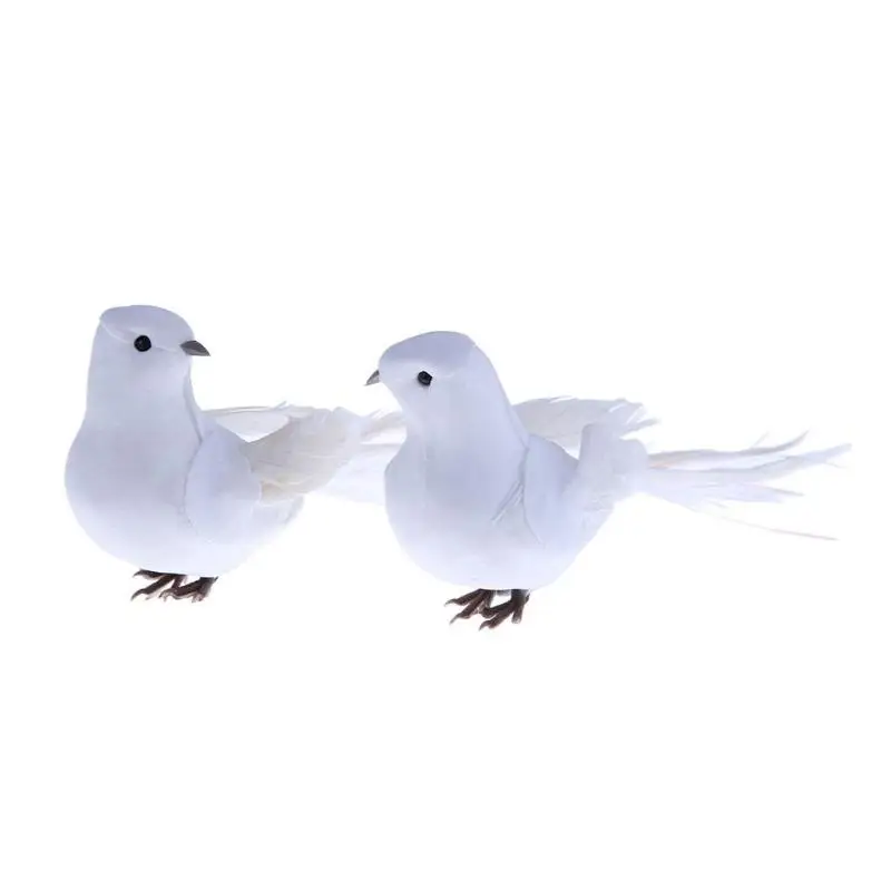 2 шт белые перья искусственные пенные голуби Lover Peace Doves птичка для домашнего декора украшения для птиц, украшение для свадьбы, Рождества