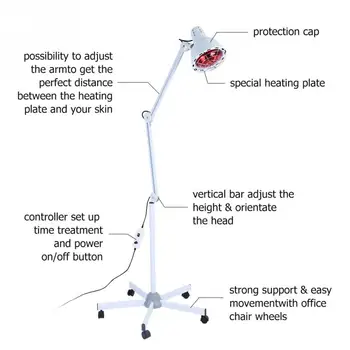 

275W Adjustable Temperature Infrared Light Heating Therapy Lamp Muscle Pain Cold Relief Lamp