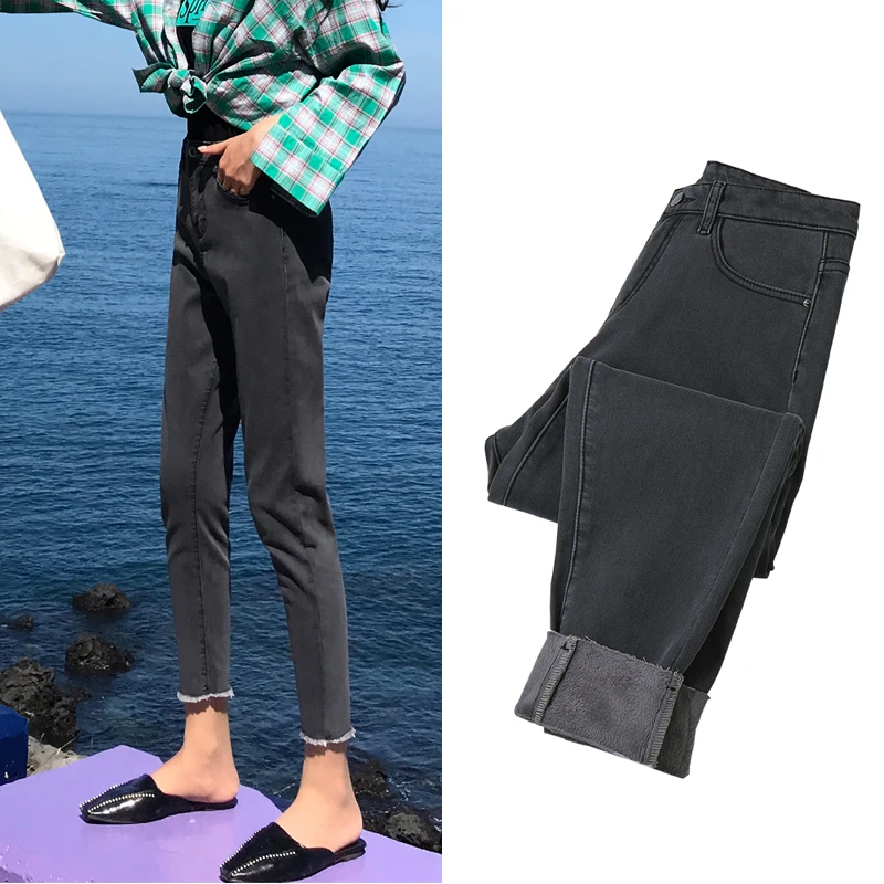 Black Pencil Jeans Skinny High Waist Bodycon Jeans Slim Boyfriends Jeans Women Trousers Denim Pants Mom Jeans Mujer Vintage Fur