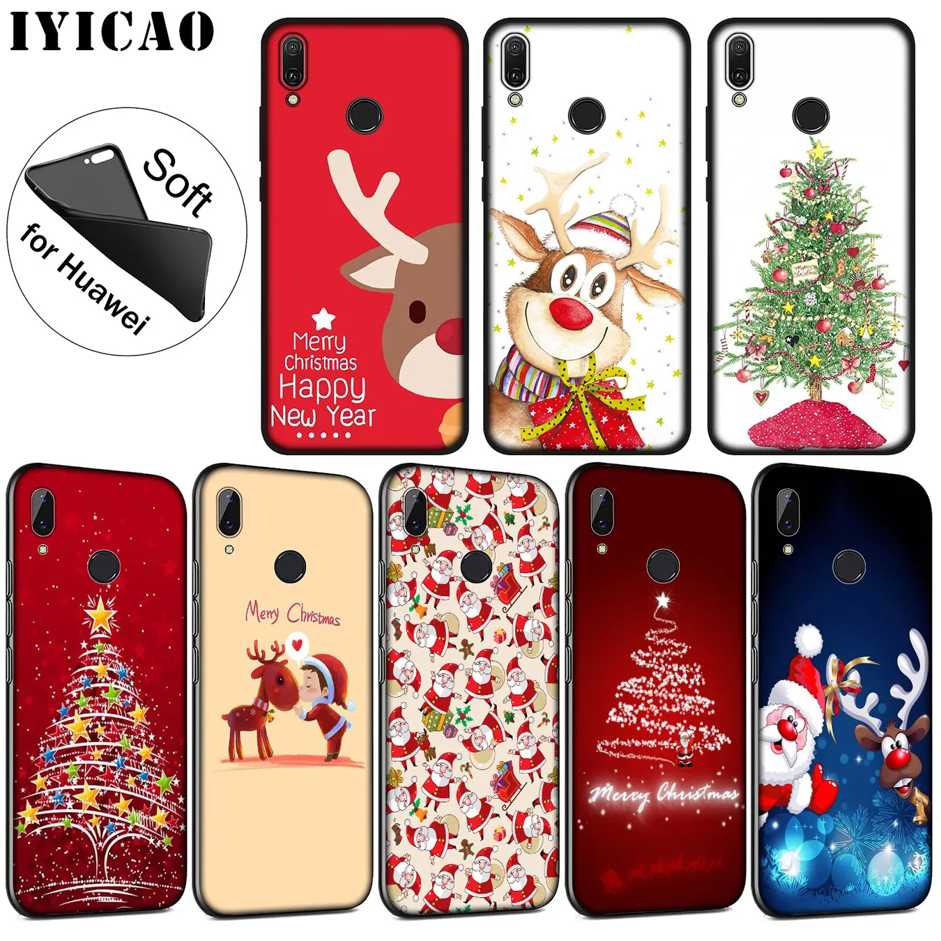 IYICAO Новый год Рождество Мягкий силиконовый чехол для телефона Huawei P30 P20 Pro P10 P9 P8 Lite
