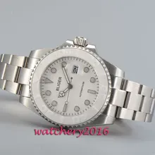 Sportlich 43mm Bliger polished case white dial date window sapphire glass Automatic movement Men’s Mechanical Wristwatches