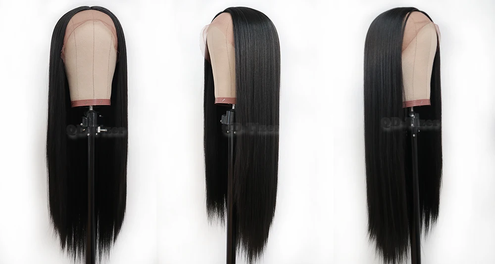 QD-Tizer Hair Long Straight Hair Lace Wigs Natural Soft Hair Glueless Heat Resistant Synthetic Lace Front Wigs for Black Women6