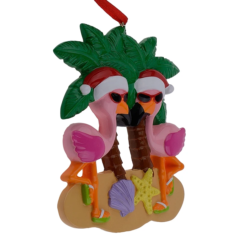 Flamingo Vacation Couple Personalized Ornament