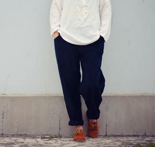 

YoYiKamomo New 2014 Fashion Plaid corduroy pants loose big yards thick carrot casual pants 4 colors free shipping