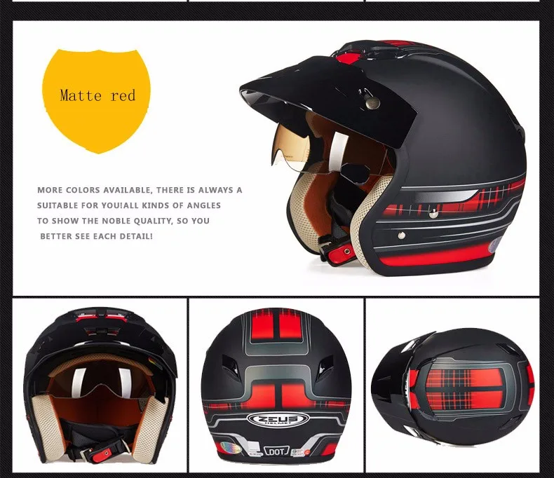 Zeus 381c 3 4 capacete da motocicleta