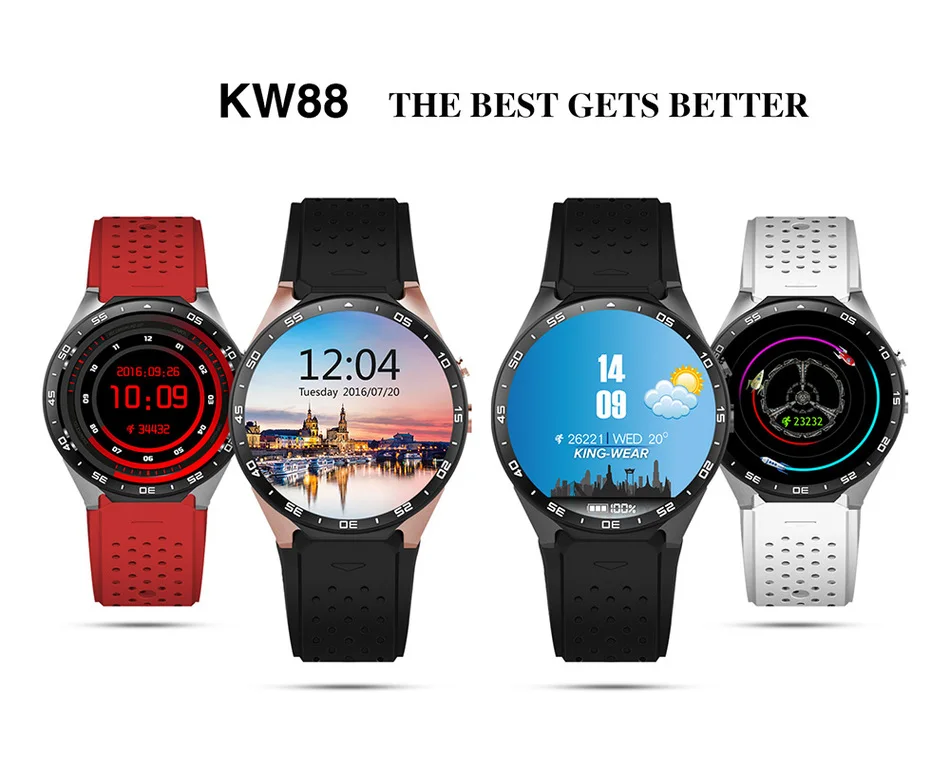 Kw88 android 5,1 OS Смарт часы Электроника android 1,39 дюймов SmartWatch телефон Поддержка 3g wifi google gps носить устройство часы мужские