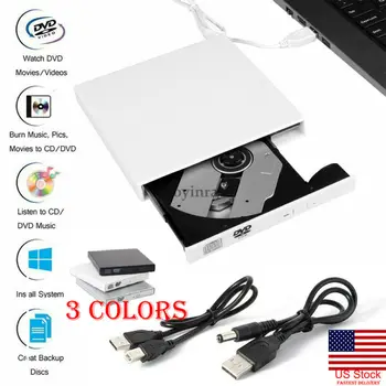 

External USB 2.0 DVD RW CD Writer Slim Drive Burner Reader Player for PC Laptop