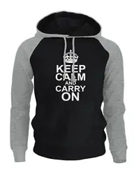 Для мужчин кофты 2017 Осень Зима толстовка для Письмо печати Keep Calm And Carry On забавные реглан толстовки повседневное костюмы