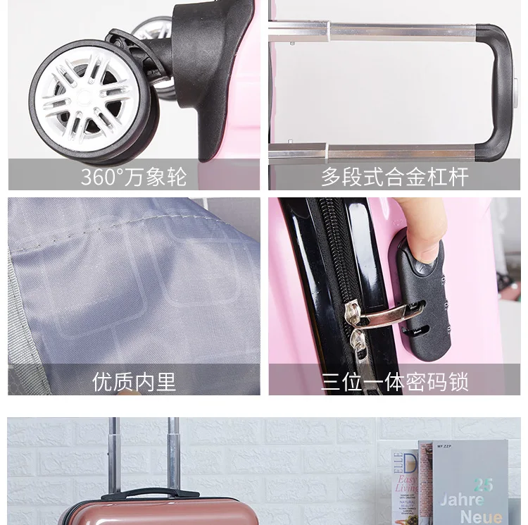ZYJ Customizable Girls Boys Travel Trolley Luggage kids Cute Alloy Rolling Airplane Suitcase Trunk 18 inch Luggage (20)