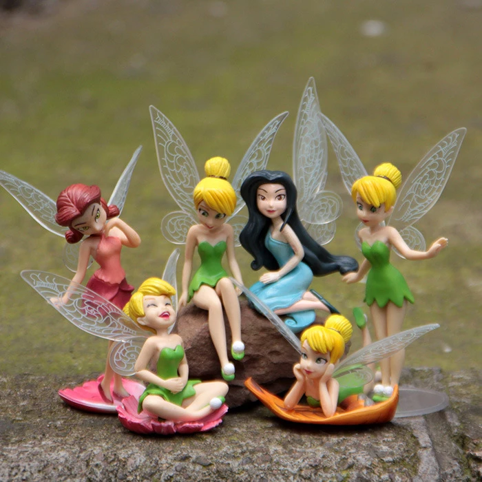 6Pcs/Set Anime Tinkerbell Fairy Figure Toy Tinker Bell PVC Action