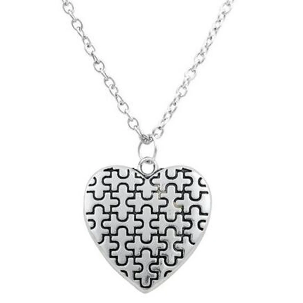 New styles puzzle Piece Pendant with link Chain necklace ...