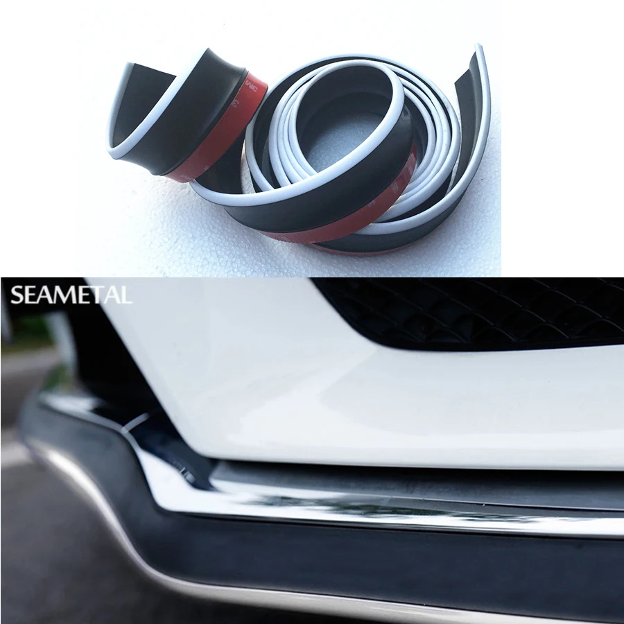 

2.5M Car Bumper Skirts Strip Front Lower Lip Black/White Protector Rubber Stickers External Decoration Car Styling Universal