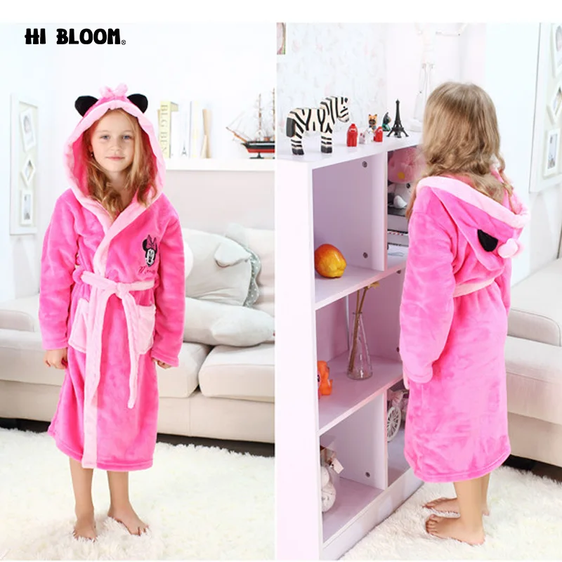

Gifts Children's Bathrobes Spring Winter Children Robes Flannel Long Kids Minnie Pajamas Home Wear Boy Girls Clothing
