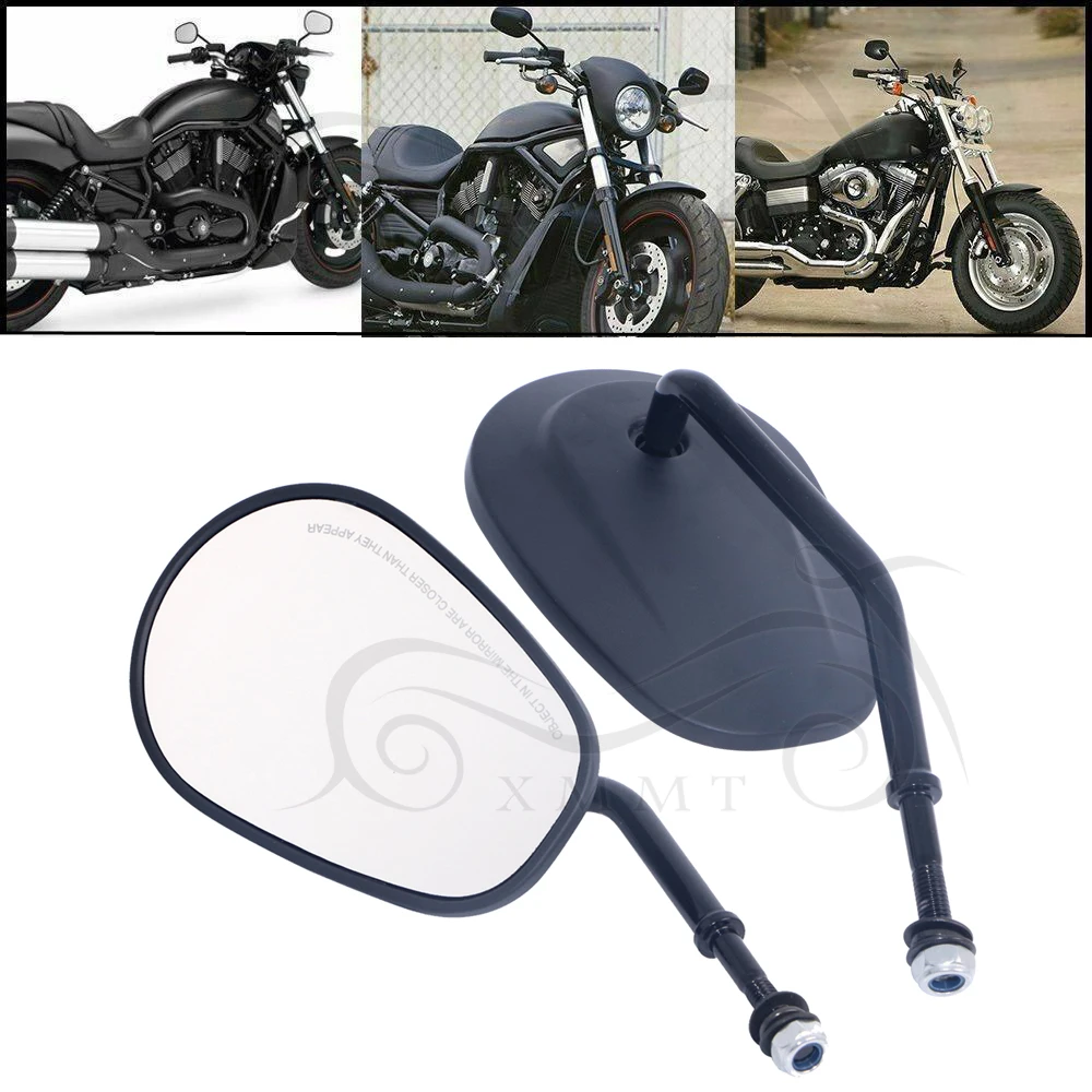 Мотоцикл Матовый черный овальный боковое зеркало заднего вида для Harley Touring Softail Sportster Dyna 2007