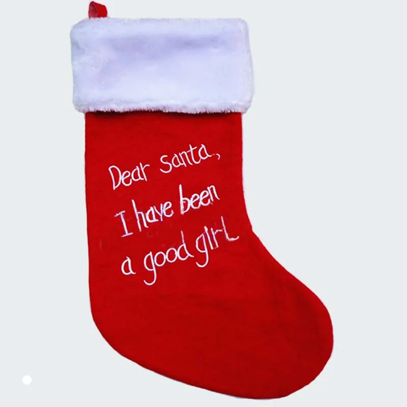 

46cm/18 inch girls Plush large christmas stocking kid xmas stocking children gift bag red