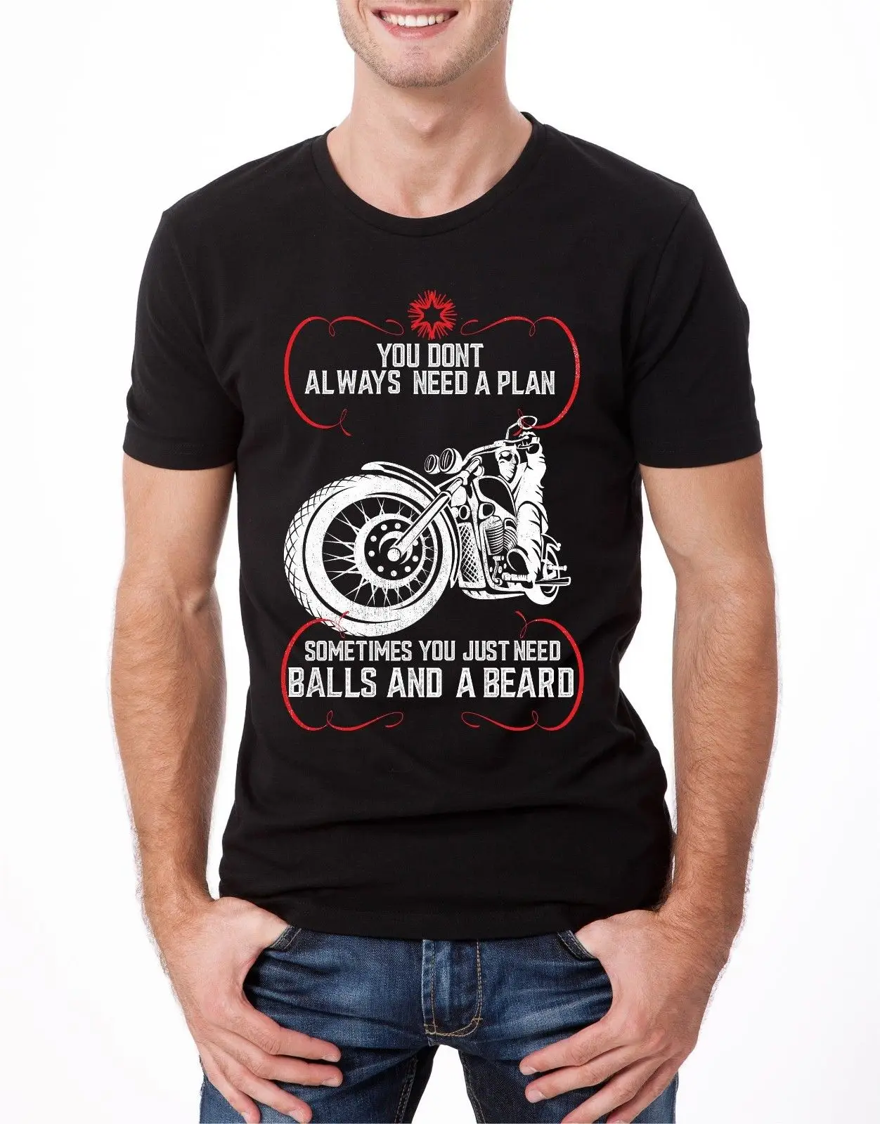 Balls and a Beard T-Shirt Mens S-2XLretro Biker rider cafe racer  tee top 2 T-Shirts 2018 Brand Clothes Slim Fit Printing