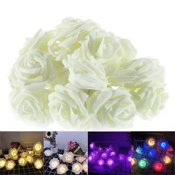 

Simulation Rose LED lamp String AA Battery Box 1M 2M Rose Light Fairy light Wedding Garden Party Girl Gift LED String lights