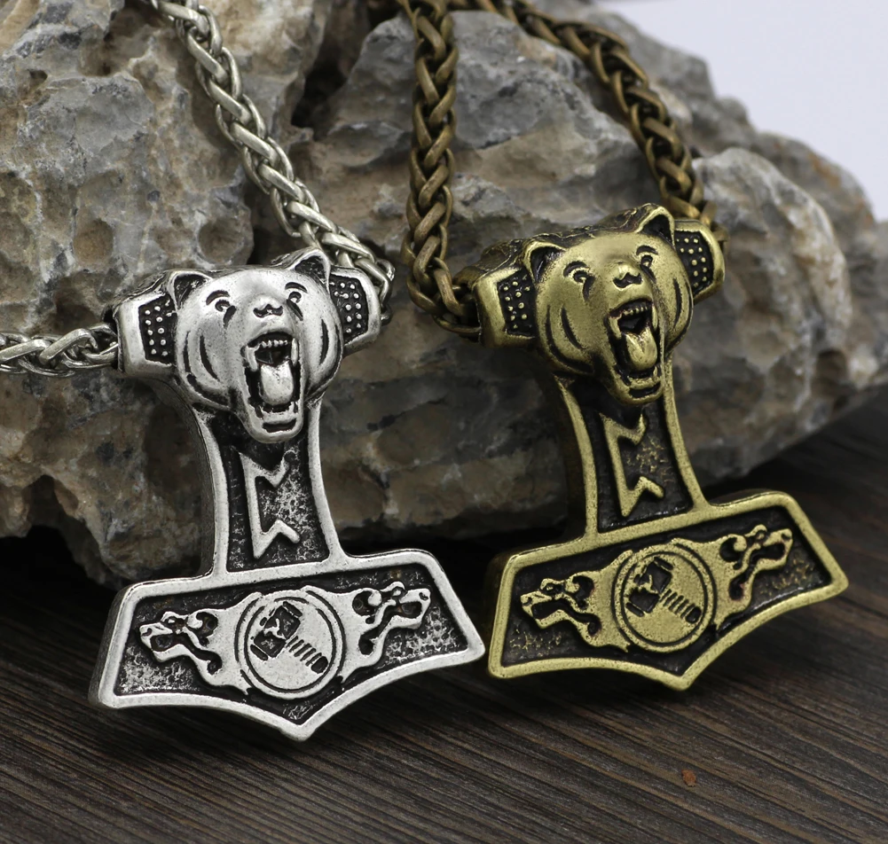Viking Thor Hammer Odin Wolf ожерелье для мужчин Mjolnir с подвеской в форме руны амулеты