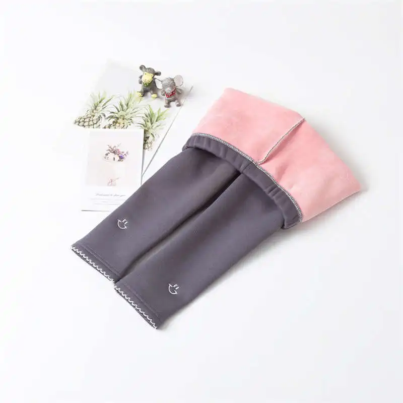 BibiCola/детская одежда утепленные бархатные леггинсы с вышивкой детские штаны теплые штаны зимние штаны для маленьких девочек - Цвет: Небесно-голубой