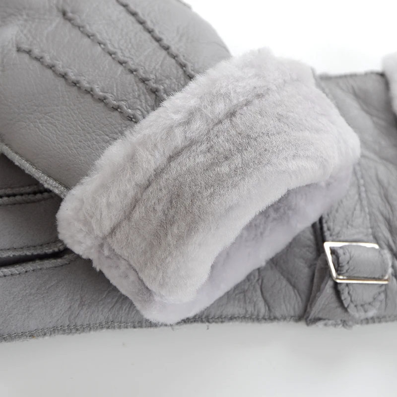 Женские зимние перчатки из натуральной овчины теплые и кашемира с мехом