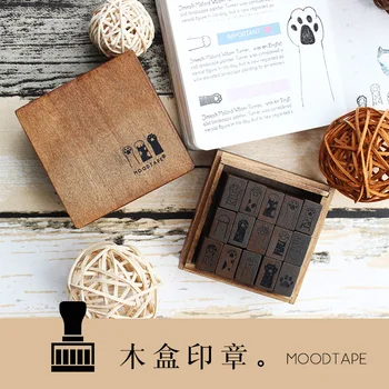 

moodtape vintage Wooden boxes wood clear stamp for DIY scrapbooking/photo album Decorative stamp Cat Claw rubber stamp seal