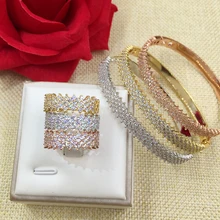 GODKI Fashion Luxury Super Shiny AAA Cubic Zirconia Women Baguette Bracelet Bangle And Ring Set