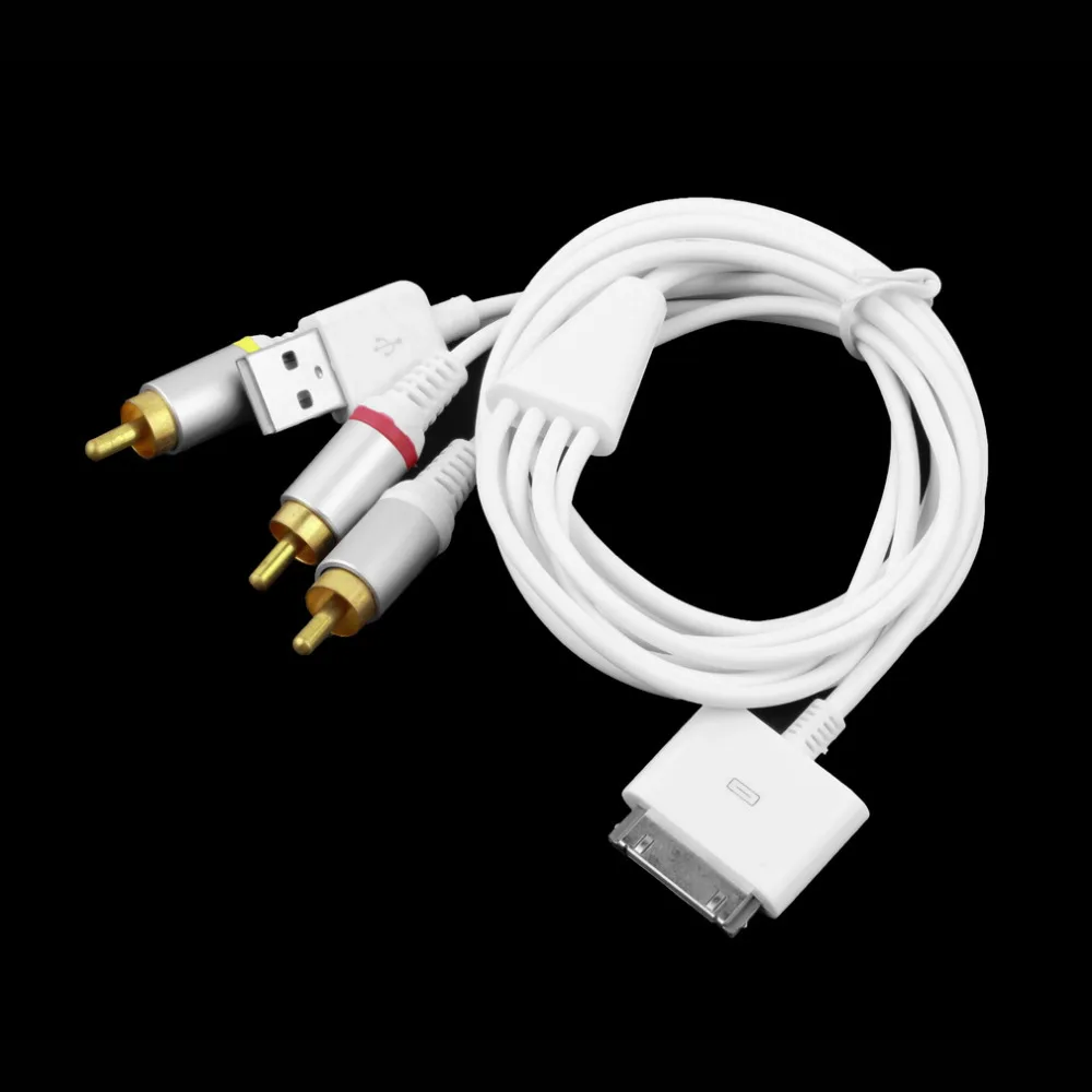 

Video AV Cable to TV RCA USB Charger for iPad for iPod for iPhone 4 4S for iPod Touch