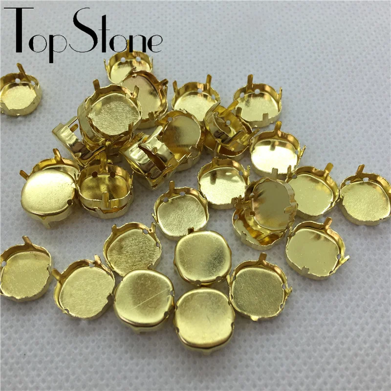 

Brass Color Closed Back Claw Setting for fitting Fat Square Shape Glass Crystals Rhinestones 4 Holes Intensive Clasw 10mm 12mm