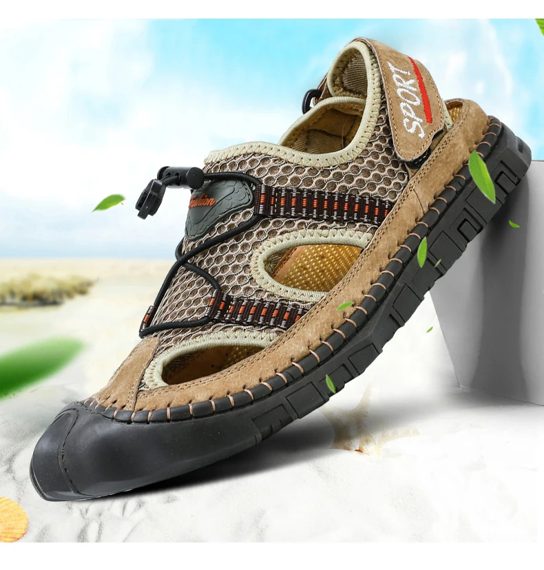 VESONAL/Новинка года; летние мужские сандалии с дышащей сеткой; пляжная обувь; Повседневная модная удобная мужская обувь; Sandalias