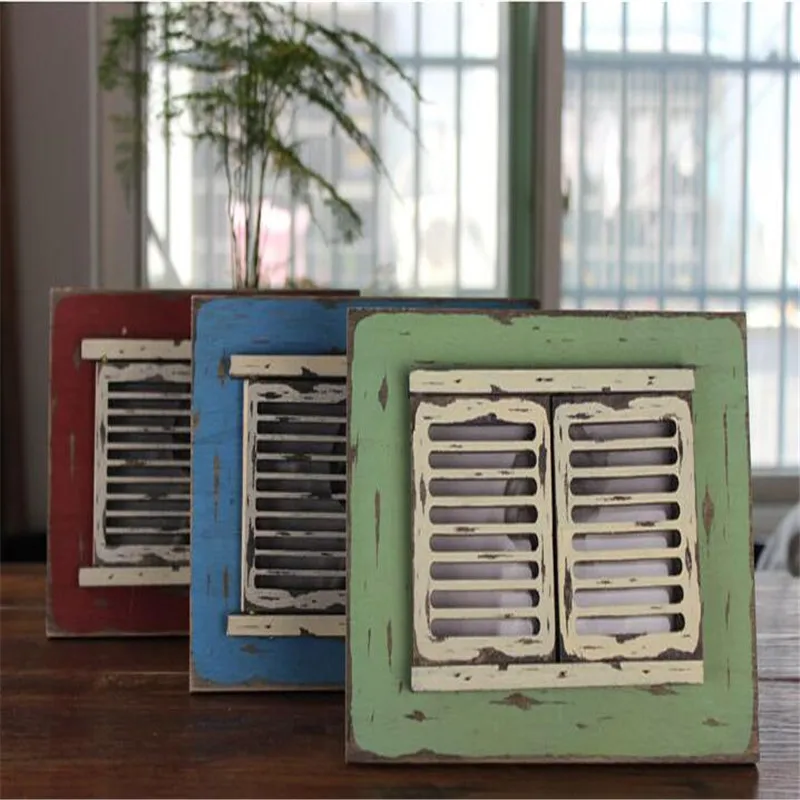 

Old fashion photo frame Retro log frameThree color optional Open the window creative photo frame Art Home Decor