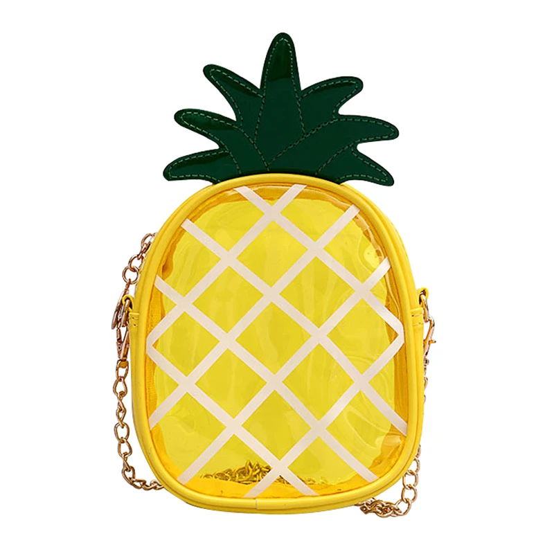 

Fashion Pineapple Shape Transparent Lady Shoulder Bags High Quality Metal Shoulder Strap Messenger Bag Women Shopping Bag
