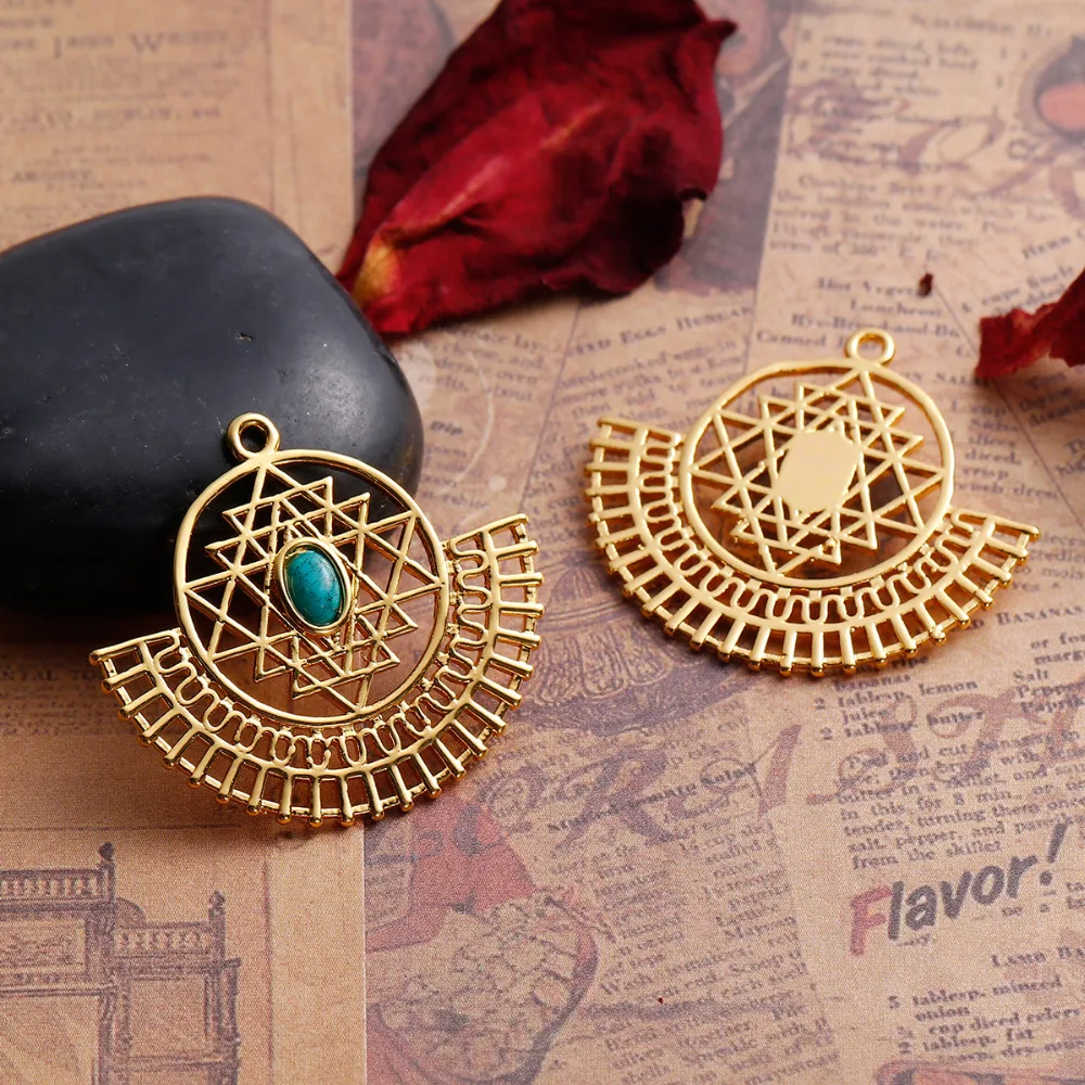 Медные Подвески для медитации Sri Yantra 8 сезонов веерообразные кабошоны золотого