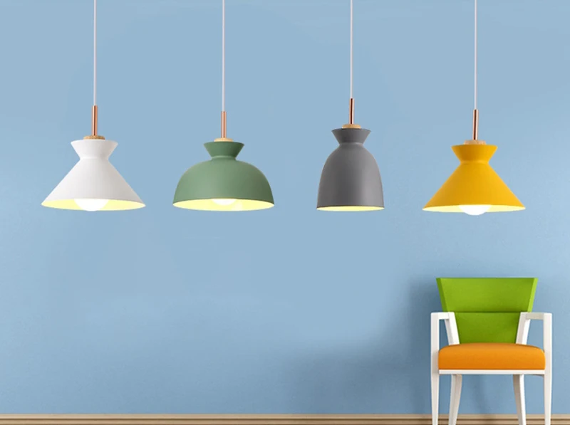 Fashion Colorful Modern DIY Wood Pendant Lights Minimalist Hanging Lights Suspension Luminaire Dining Room Lights Pendant Lamp (1)