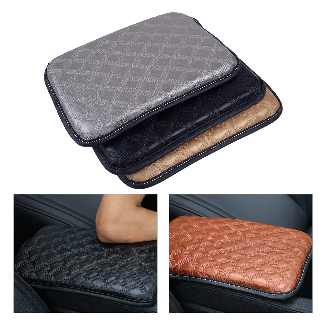 beler Universal Car SUV Armrest Cover Auto Center Console Box PU Leather Cushion Pad Storage