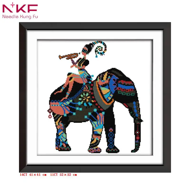 

NKF elephent animal print pattern on canvas cross stitch kits embroidery needlework sets counted patterns dmc14ct home decor