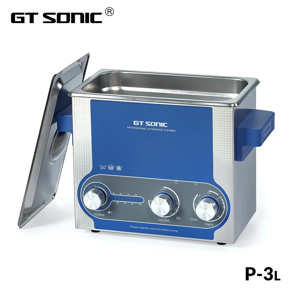 

GTSONIC P3 Ultrasonic Cleaner 3L with 30W-100W Power Adjustable Heating Basket Mechanical Controller Ultrasonic Bath
